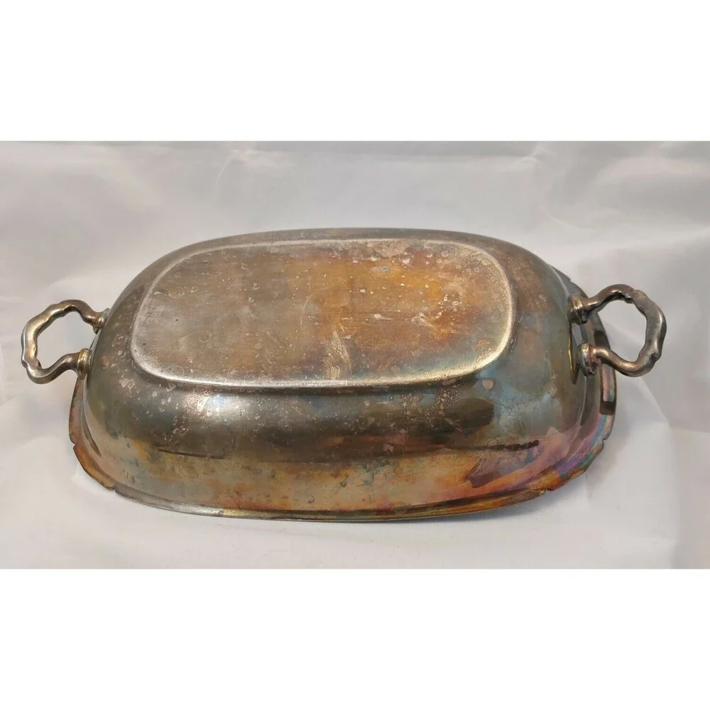 Reed & Barton Serving Dish with Handles silver plated, tarnished 10